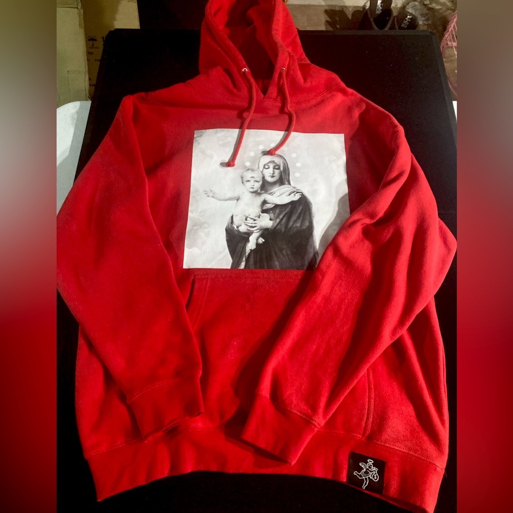 Hasta Muerte Red “Third Eye” Premium HW Hoodie size Large